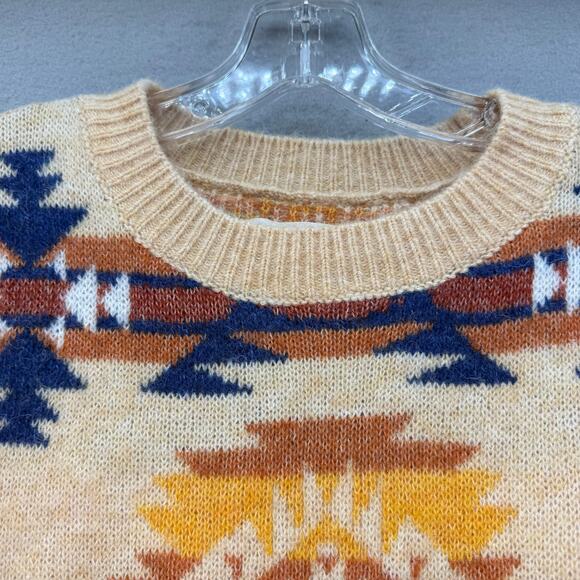 Lucky Brand Sweater Women's M Orange Blue Yellow Southwestern Design NWT - Picture 3 of 10